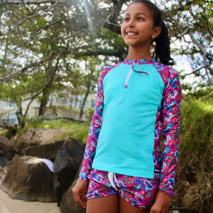 Girls Long Sleeve Rashguard | Fiesta!