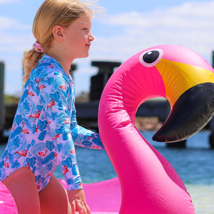 Girls Long Sleeve Swimsuit | Flamingo Fun