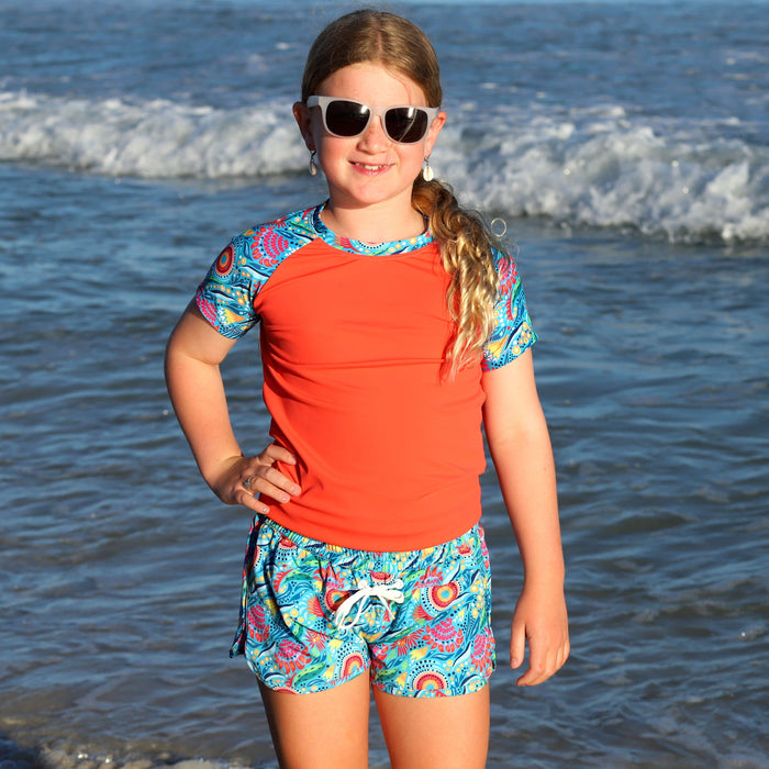 Girls Short Sleeve Rashguard Sun Top | Bush Blooms