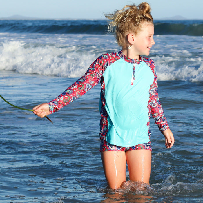 Girls Long Sleeve Rashguard | Fiesta!