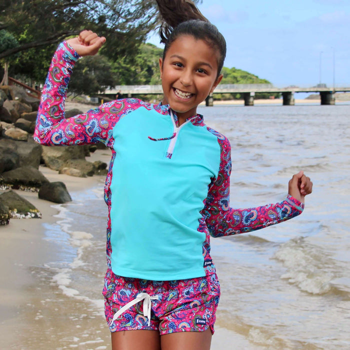 Girls Long Sleeve Rashguard | Fiesta!