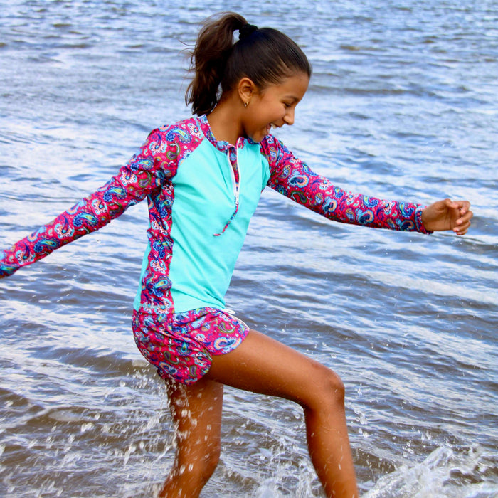 Girls Long Sleeve Rashguard | Fiesta!