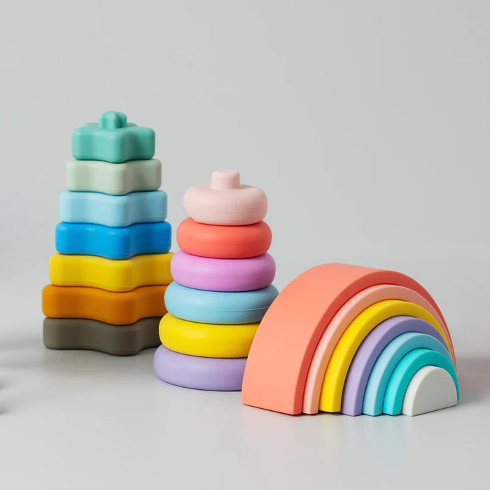 Playground by Living Textiles | Silicone Rainbow Puzzle - Sorbet