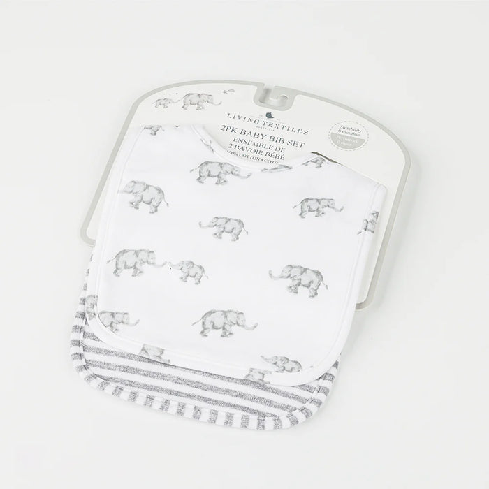 Living Textiles | Baby Bibs - 2-Pack - Watercolour Elephant