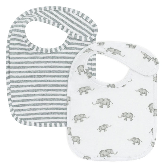 Living Textiles | Baby Bibs - 2-Pack - Watercolour Elephant