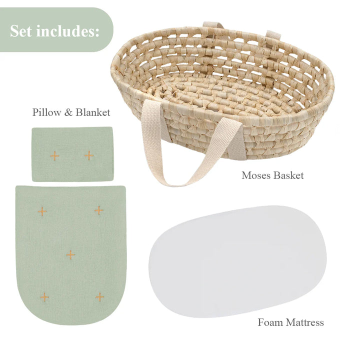 Living Textiles | Woven Doll Moses Basket Set