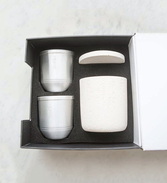 Inoko Australia | Concrete Gift Set - Large Concrete Vessel & Two Large Candle Refills - Rustic