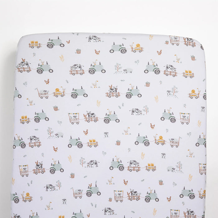 Living Textiles | Cot Fitted Sheets - 2 Pack - Tractor Ride