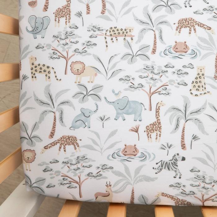 Living Textiles | 2-pack Organic Jersey Cot Fitted Sheet - Wild Safari