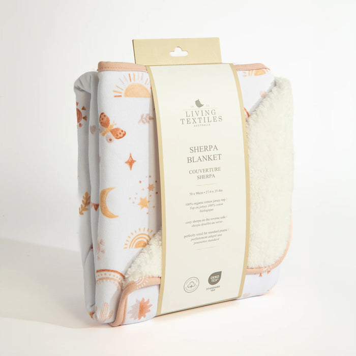 Living Textiles | Jersey/Sherpa Pram Blanket - Bohemian Bliss