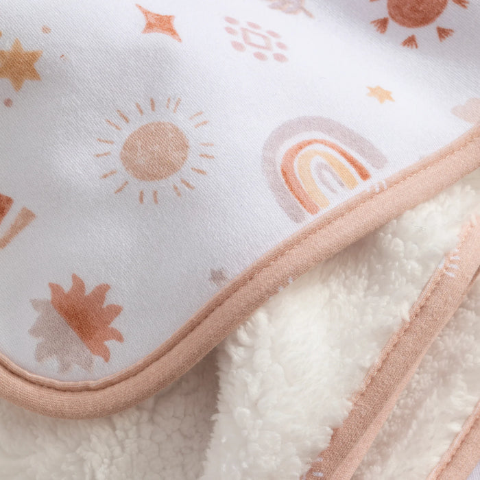 Living Textiles | Jersey/Sherpa Pram Blanket - Bohemian Bliss