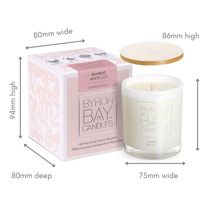 Byron Bay Candles | Scented Pure Soy Candle - 30 Hour - Bamboo White Lilly