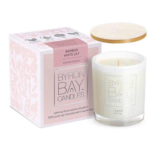 Byron Bay Candles | Scented Pure Soy Candle - 30 Hour - Bamboo White Lilly