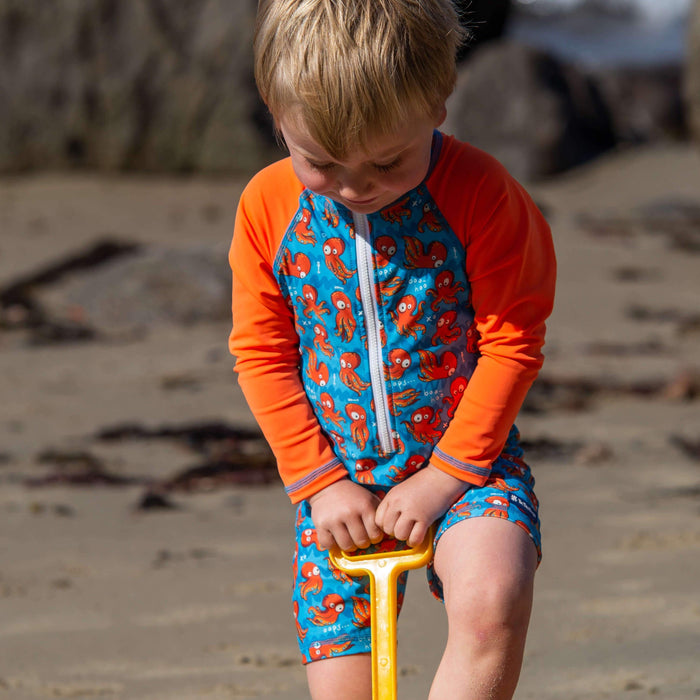 Boys All-In-One Swim Snap Sunsuit | ‘O’ is for Octopus