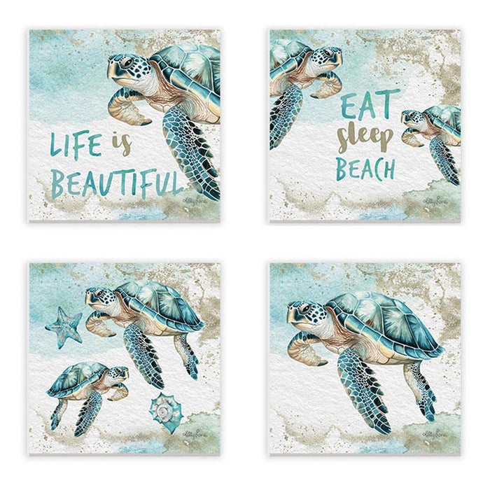 Kelly Lane | Aqua Turtle Fridge Magnets - 4 Pack - 8x8cm