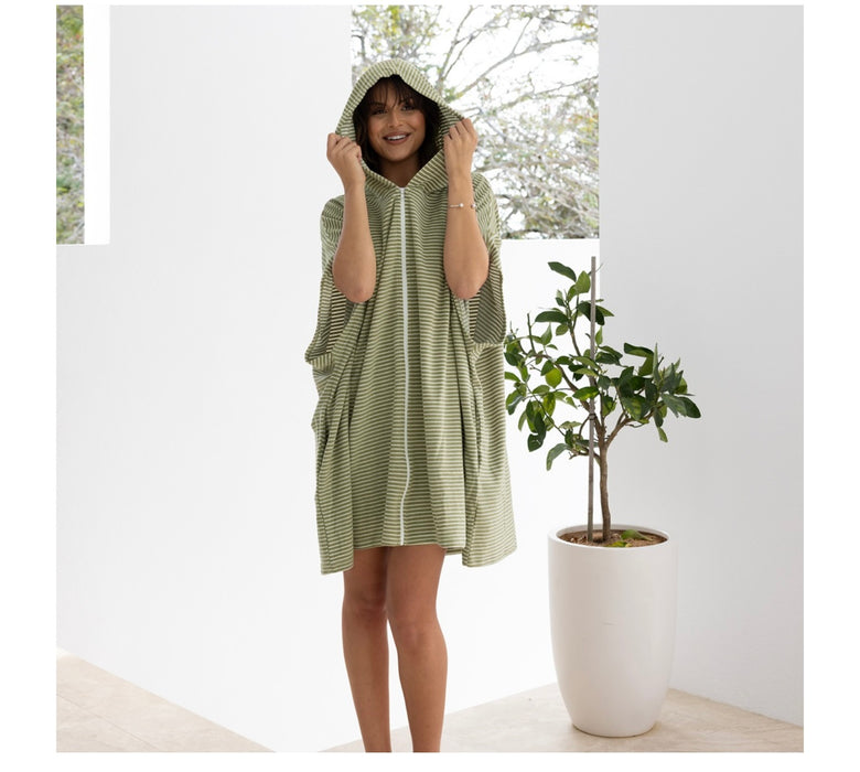 Bambury | Beach Poncho Front Adult Zip - Olive