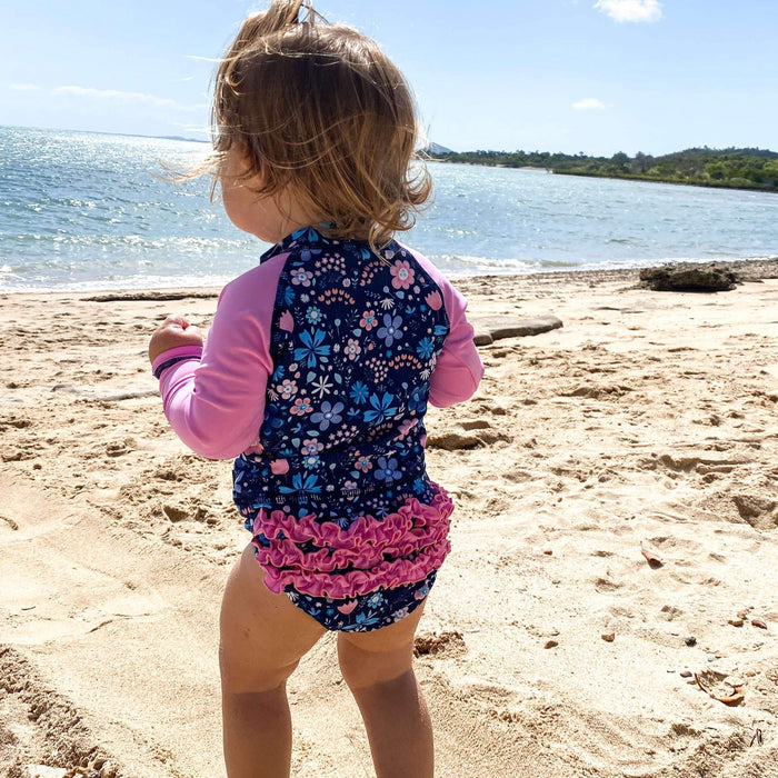 Girls Ruffles 'n' Swimwear Rashguard| Flower Power