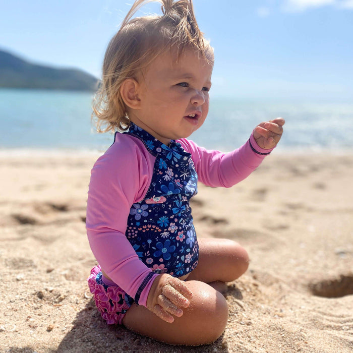 Girls Ruffles 'n' Swimwear Rashguard| Flower Power