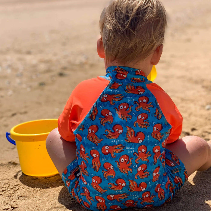 Boys All-In-One Swim Snap Sunsuit | ‘O’ is for Octopus