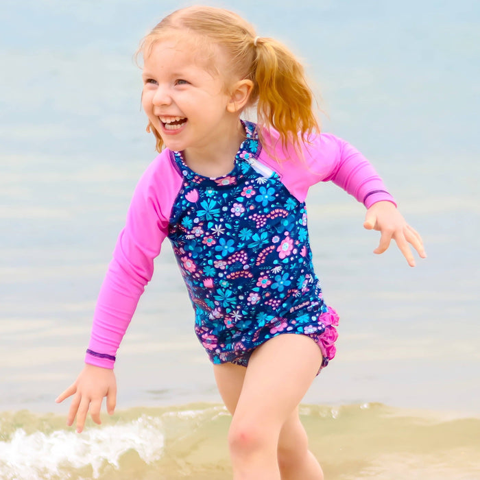 Girls Ruffles 'n' Swimwear Rashguard| Flower Power