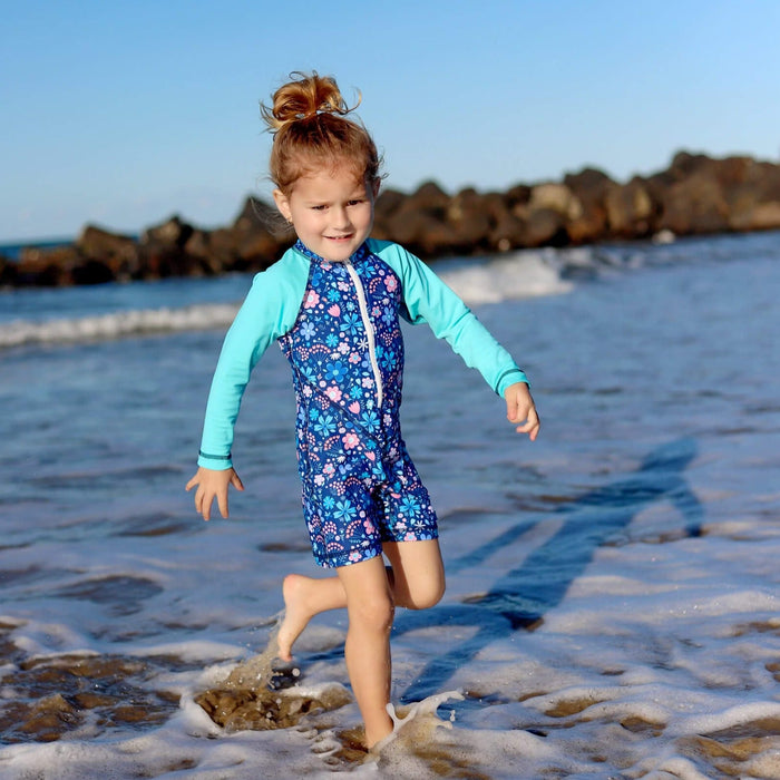 Girls All-in-one Swim Sunsuit | Flower Power