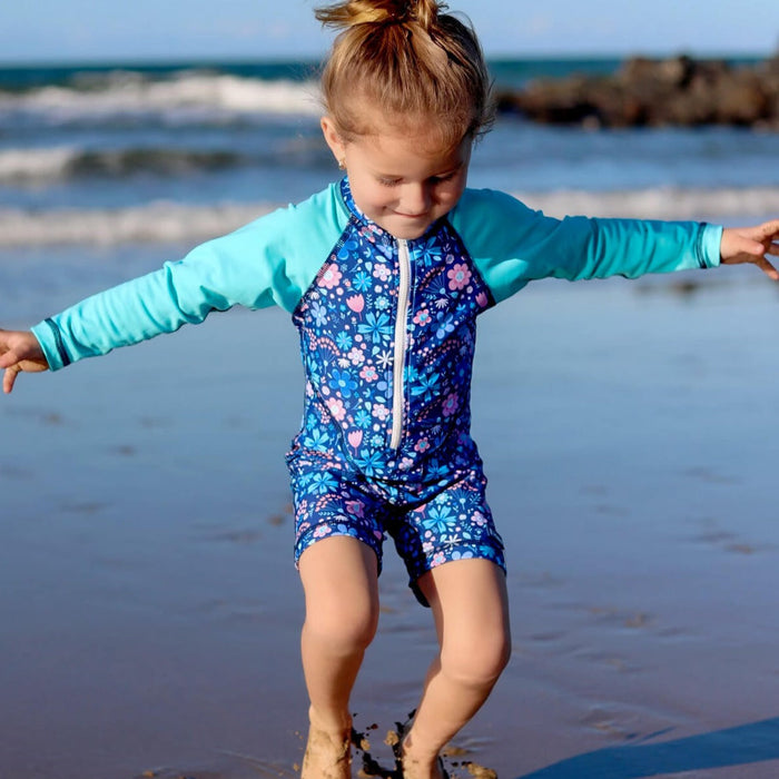 Girls All-in-one Swim Sunsuit | Flower Power