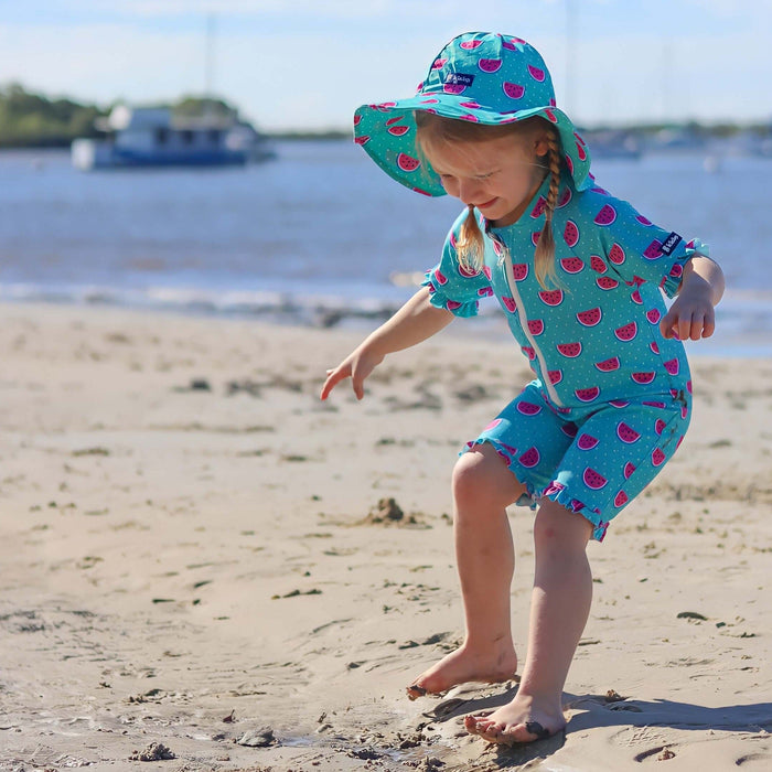 Girls Ruffle Swim Sunsuit  | Dotty Watermelon