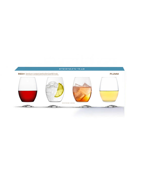 Plumm Outdoors | Stemless RED+ Wine Glass (Four Pack) - Unbreakable