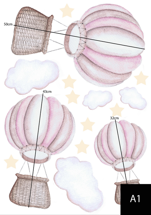 Wall Decals - Pastel Hot Air Balloons