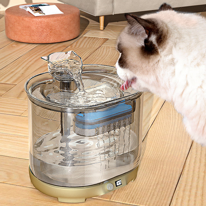 Pet Water Fountain with Dual Flow Modes and Timer 2.2L