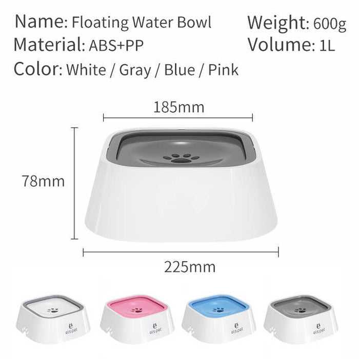 Els Pet | Pet Water Bowl for Dogs and Cats - 1L Capacity, Splash-Proof and Anti-Wet Mouth Design