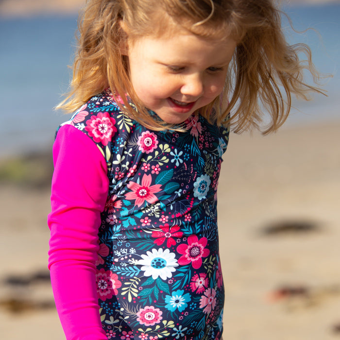 Girls Long Sleeve Swimsuit | Floral Fantasy