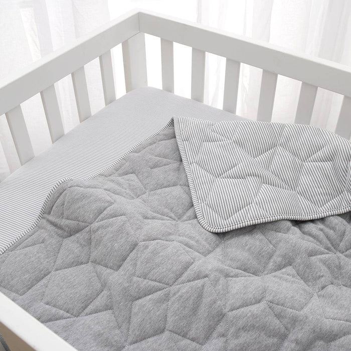 Star Quilted Cot Comforter - Grey Melange - Lozza’s Gifts & Homewares 