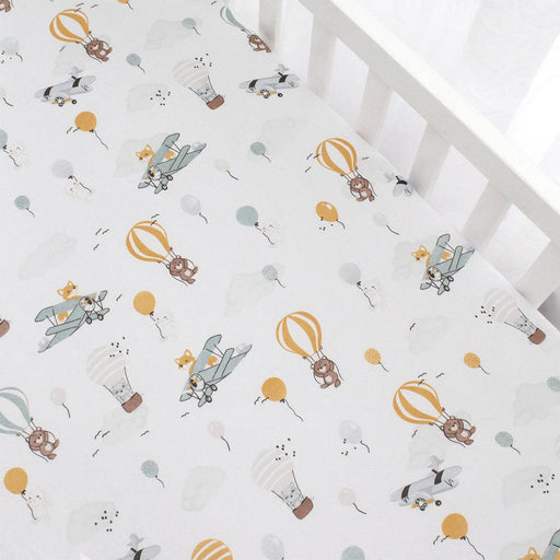 2pk Cot Fitted Sheets - Up Up & Away - Lozza’s Gifts & Homewares 