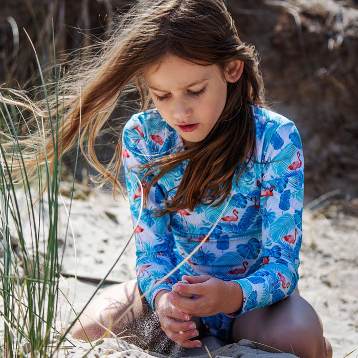 Girls Long Sleeve Swimsuit | Flamingo Fun